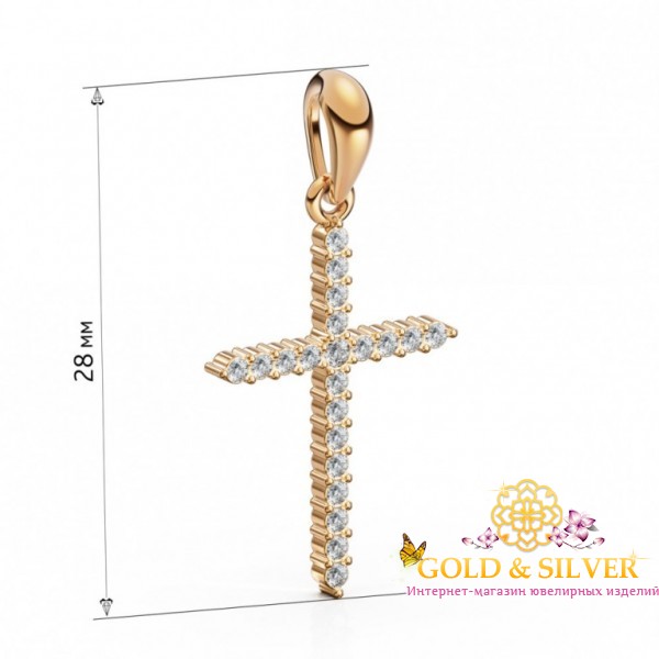 Жіночий золотий хрестик з фіанітами "Відродження" 260031 , Gold &amp Silver Gold & Silver, Украина